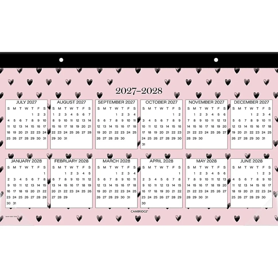 Mead Cambridge® Cherish Academic 2026-2027 Monthly Desk Pad Calendar, Compact, 11" x 17 3/4"