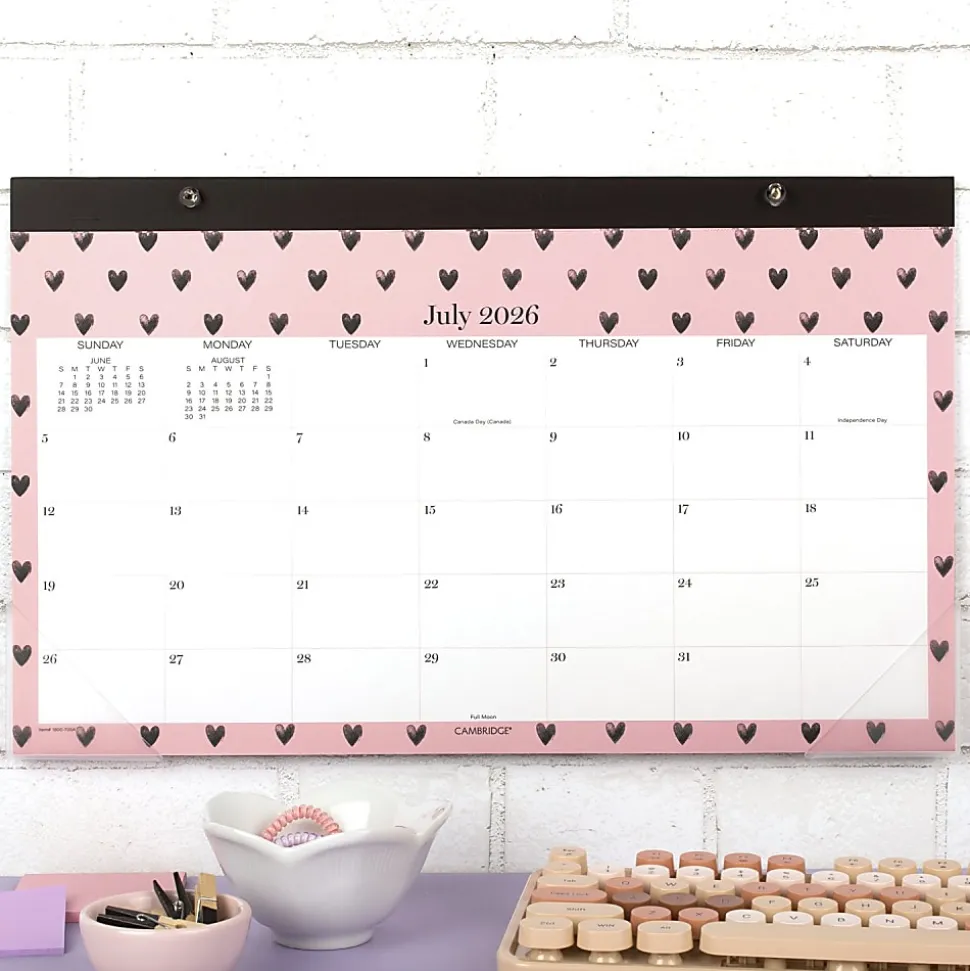 Mead Cambridge® Cherish Academic 2026-2027 Monthly Desk Pad Calendar, Compact, 11" x 17 3/4"