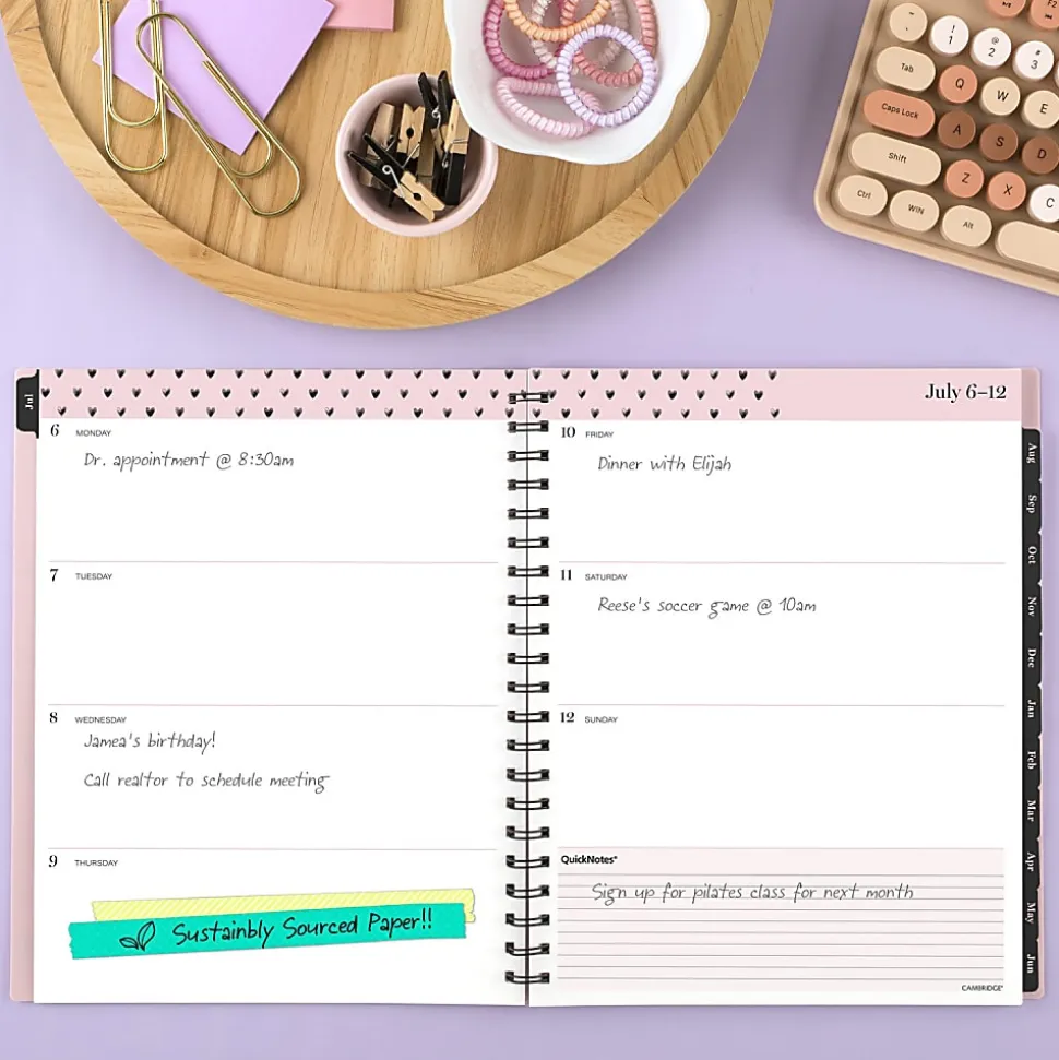 Mead Cambridge® Cherish Academic 2026-2027 Weekly Monthly Planner, Large, 8 1/2" x 11"