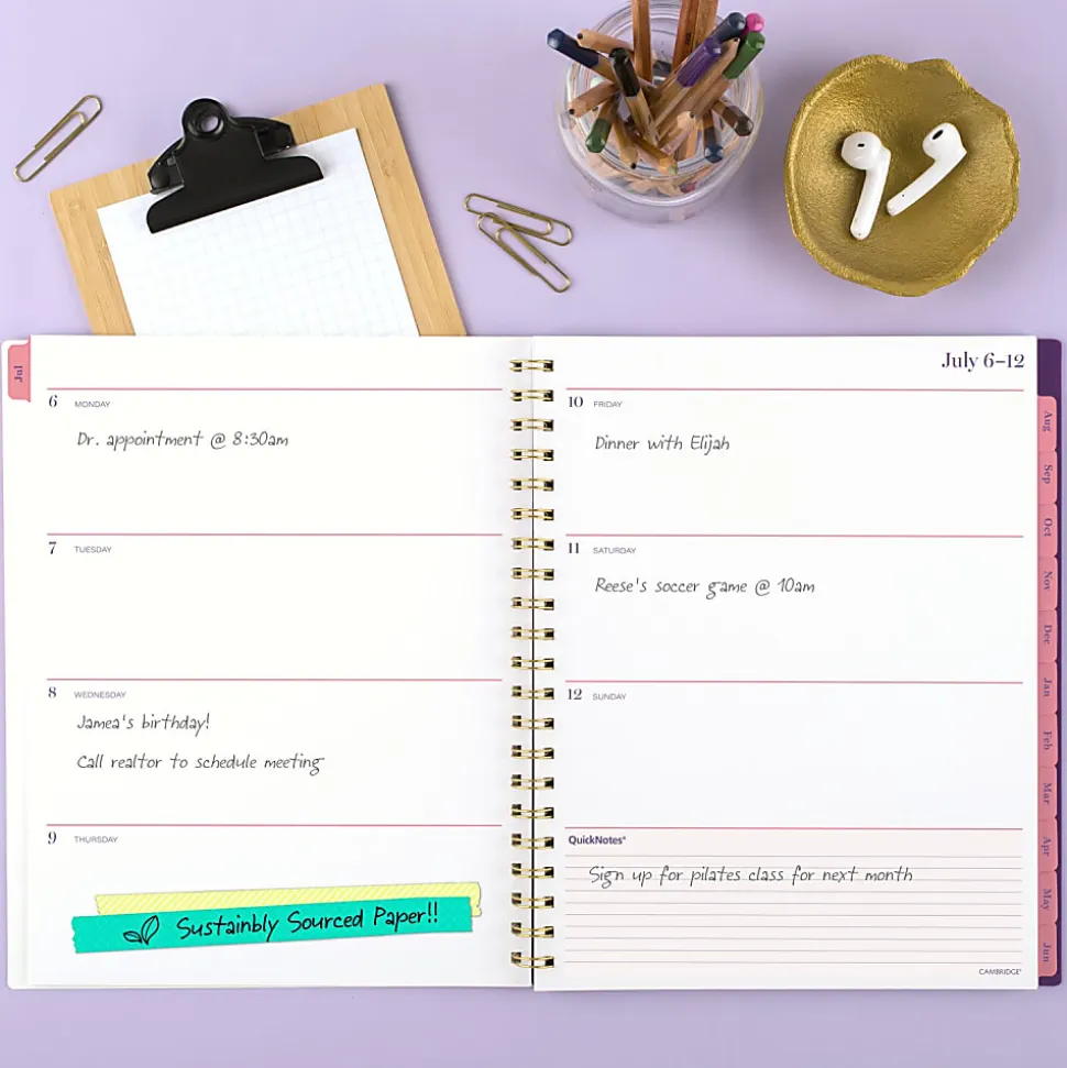 Mead Cambridge® Filbert Academic 2026-2027 Weekly Monthly Planner, Large, 8 1/2" x 11"