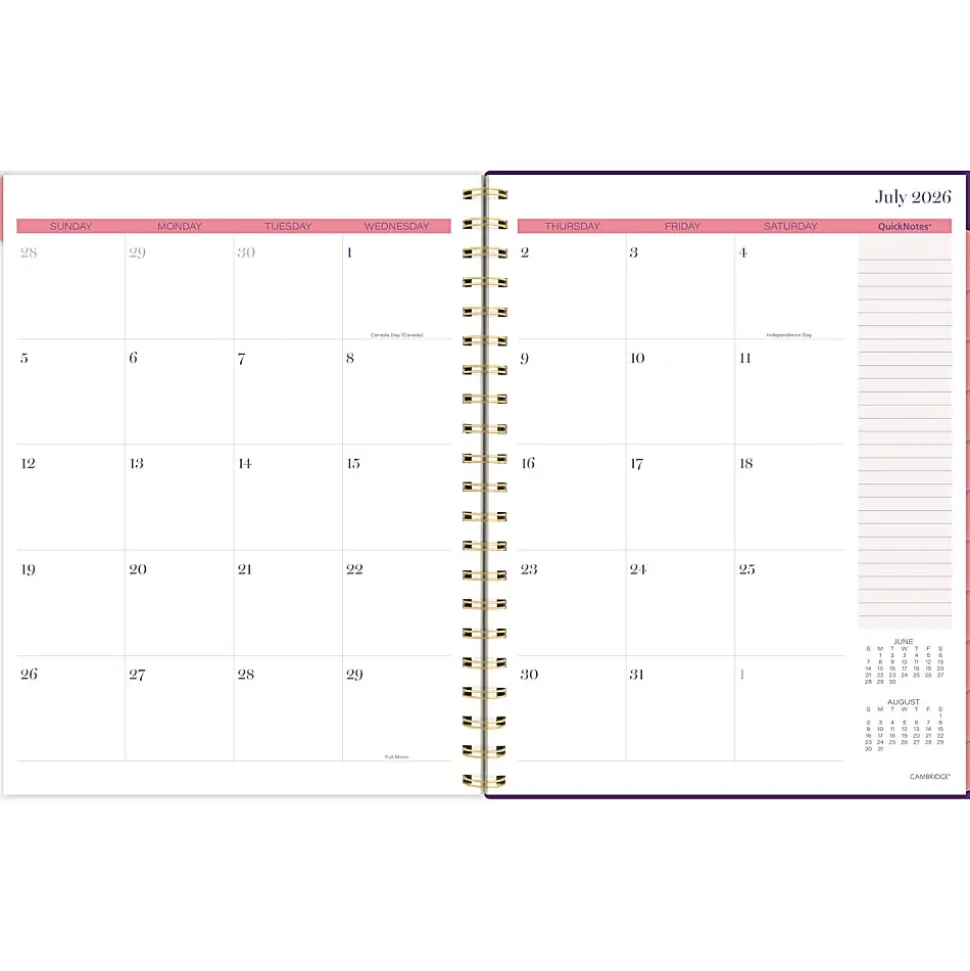 Mead Cambridge® Filbert Academic 2026-2027 Weekly Monthly Planner, Large, 8 1/2" x 11"