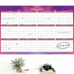 Mead Cambridge® Filbert 2026-2027 Erasable Wall Calendar, Reversible Academic Year/Regular Year, Large, 24" x 36"