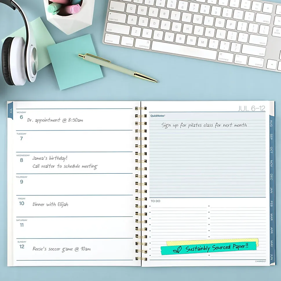 Mead Cambridge® Oceana Academic 2026-2027 Weekly Monthly Planner, Large, 8 1/2" x 11"