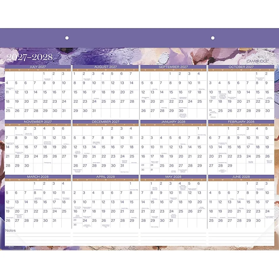 Mead Cambridge® Susan Academic 2026-2027 Monthly Desk Pad Calendar, Standard, 17" x 21 3/4"