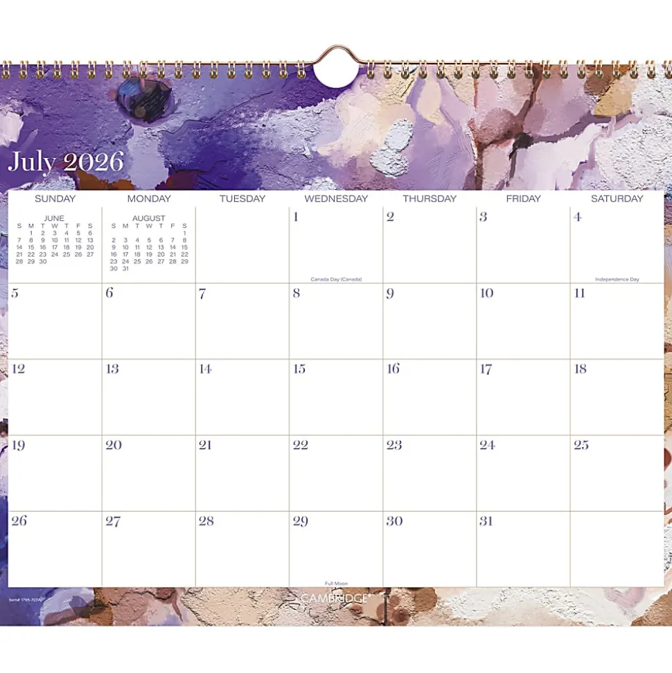 Mead Cambridge® Susan Academic 2026-2027 Monthly Wall Calendar, Medium, 12" x 15"