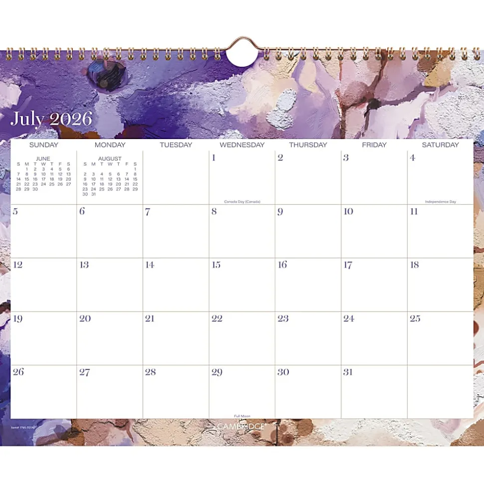 Mead Cambridge® Susan Academic 2026-2027 Monthly Wall Calendar, Medium, 12" x 15"