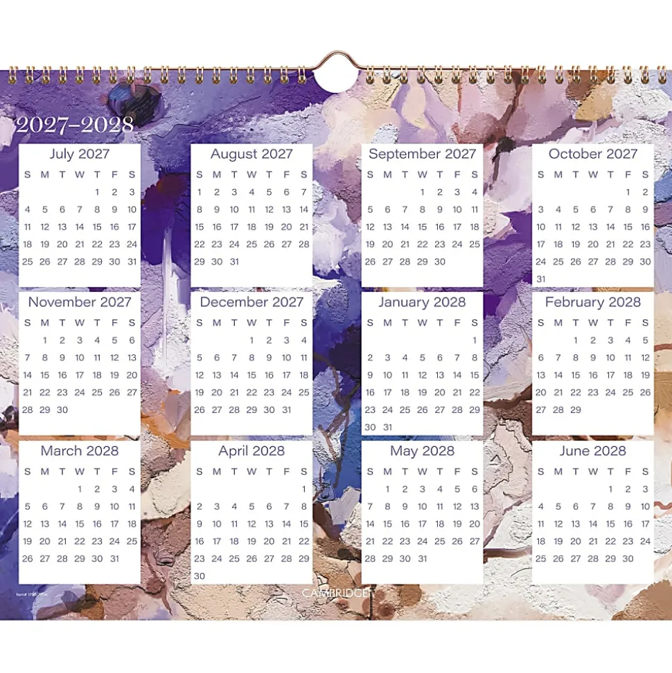 Mead Cambridge® Susan Academic 2026-2027 Monthly Wall Calendar, Medium, 12" x 15"