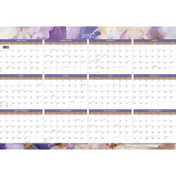 Mead Cambridge® Susan 2026-2027 Erasable Wall Calendar, Reversible Academic Year/Regular Year, Extra Large, 24