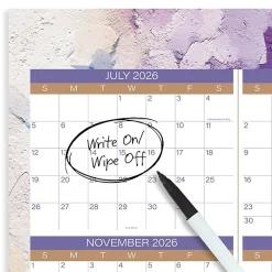 Mead Cambridge® Susan 2026-2027 Erasable Wall Calendar, Reversible Academic Year/Regular Year, Extra Large, 24