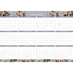 Mead Cambridge® Tea Rose 2026-2027 Erasable Wall Calendar, Reversible Academic Year/Regular Year, Large, 24" x 36"