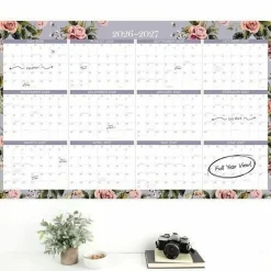Mead Cambridge® Tea Rose 2026-2027 Erasable Wall Calendar, Reversible Academic Year/Regular Year, Large, 24