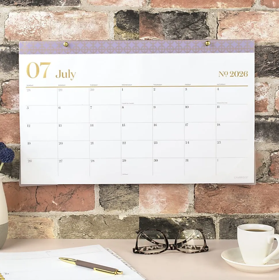 Mead Cambridge® WorkStyle® Academic 2026-2027 Monthly Desk Pad Calendar, Misty Lavender, Compact, 17 3/4" x 11"