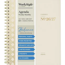 Mead Cambridge® WorkStyle® Balance Academic 2026-2027 Weekly Monthly Planner, Champagne, Large, 8 1/2