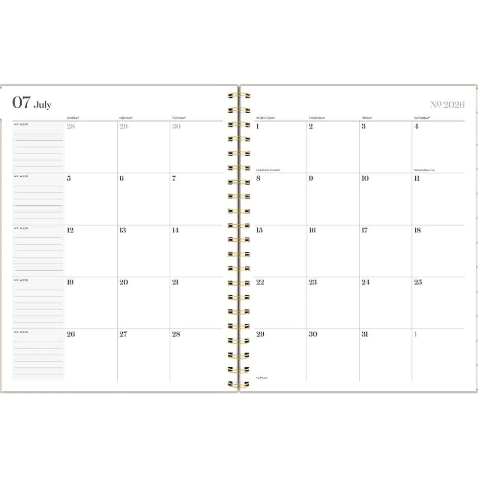 Mead Cambridge® WorkStyle® Balance Academic 2026-2027 Weekly Monthly Planner, Champagne, Large, 8 1/2" x 11"