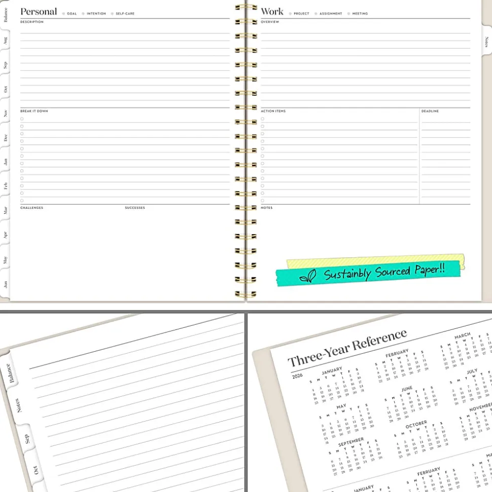 Mead Cambridge® WorkStyle® Balance Academic 2026-2027 Weekly Monthly Planner, Champagne, Large, 8 1/2" x 11"