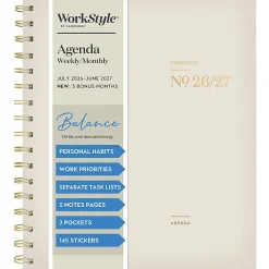 Mead Cambridge® WorkStyle® Balance Academic 2026-2027 Weekly Monthly Planner, Champagne, Medium, 7