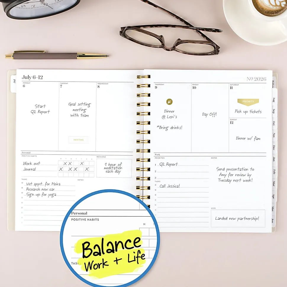 Mead Cambridge® WorkStyle® Balance Academic 2026-2027 Weekly Monthly Planner, Champagne, Medium, 7" x 8 3/4"