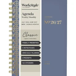 Mead Cambridge® WorkStyle® Classic Academic 2026-2027 Weekly Monthly Planner, Steel Blue, Small, 5 1/2