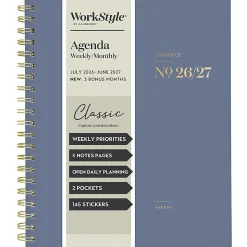 Mead Cambridge® WorkStyle® Classic Academic 2026-2027 Weekly Monthly Planner, Steel Blue, Large, 8 1/2