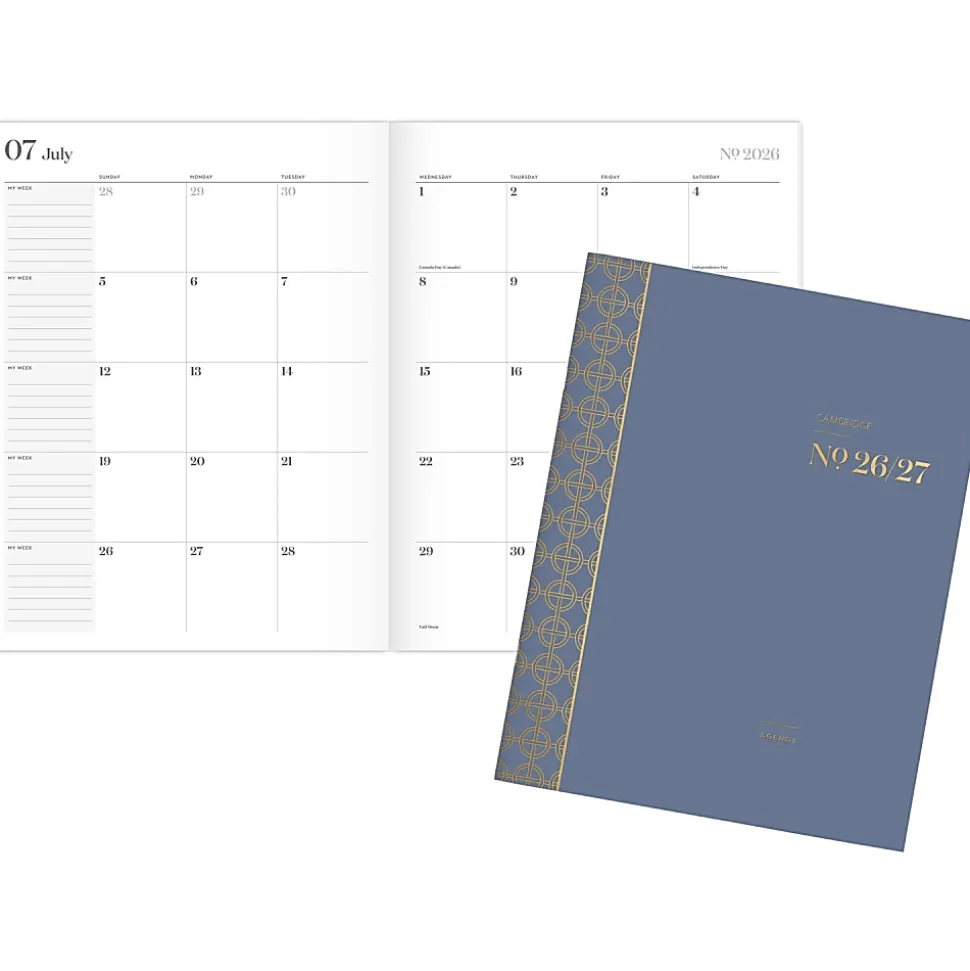 Mead Cambridge® WorkStyle® Classic Academic 2026-2027 Monthly Planner, Steel Blue, Large, 8 1/2" x 11"
