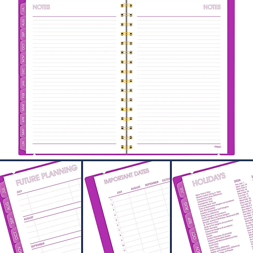 Mead® Color Pop Academic 2026-2027 Weekly Monthly Planner, Fuchsia, Small, 5 1/2" x 8 1/2"