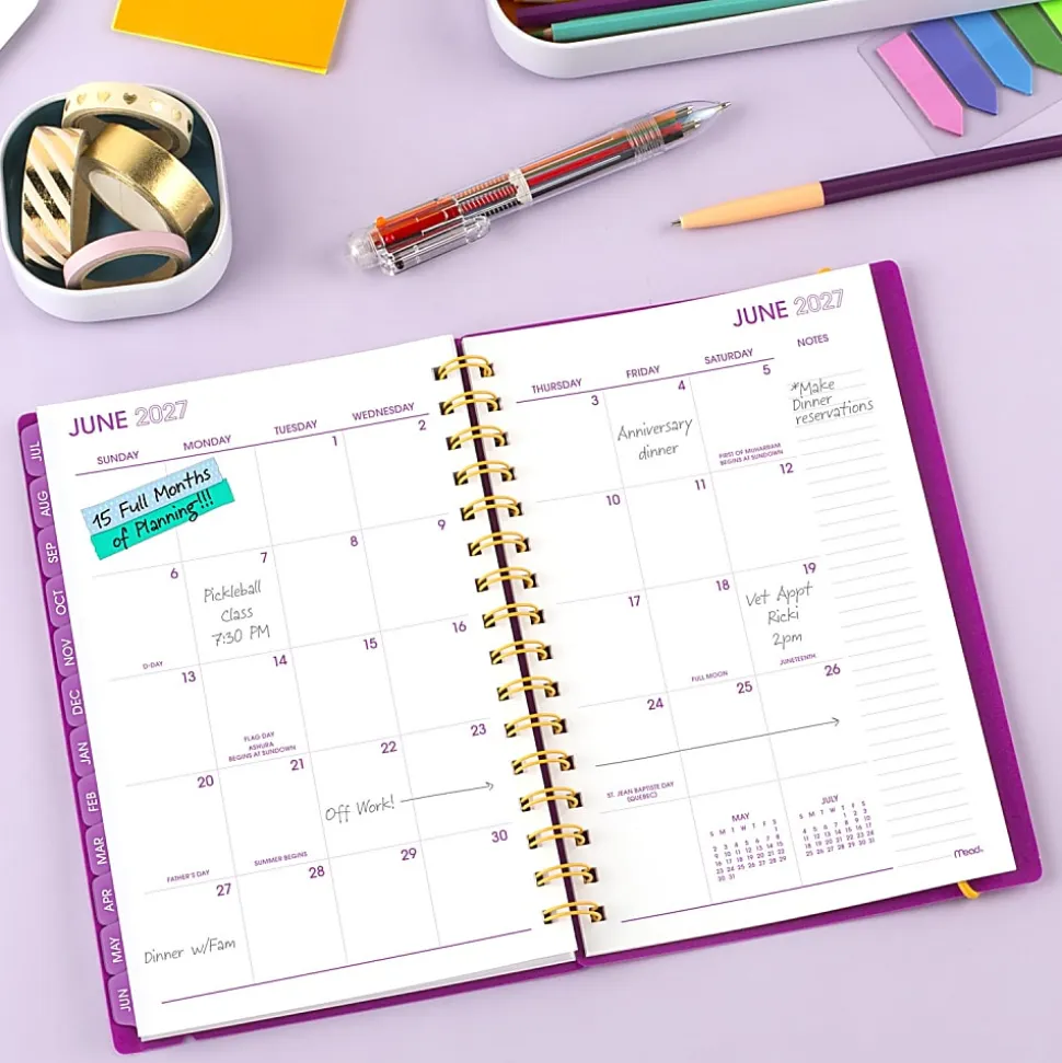 Mead® Color Pop Academic 2026-2027 Weekly Monthly Planner, Fuchsia, Small, 5 1/2" x 8 1/2"