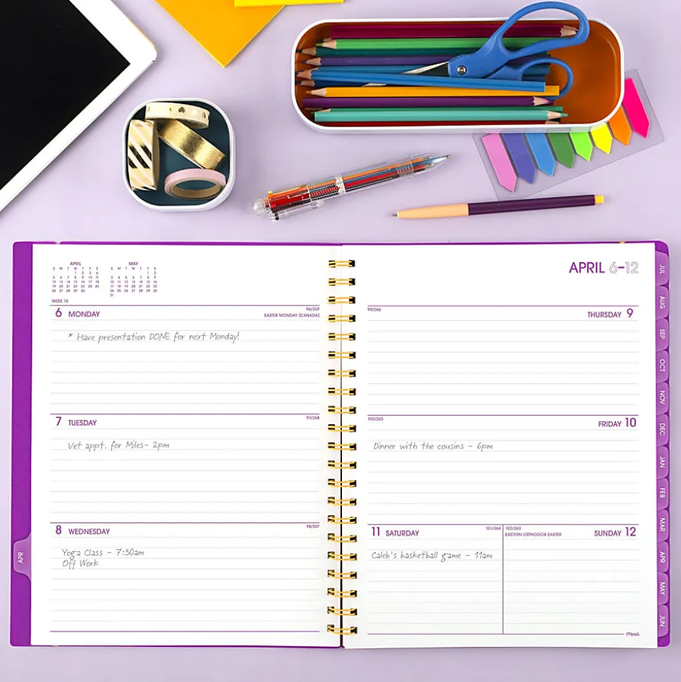 Mead® Color Pop Academic 2026-2027 Weekly Monthly Planner, Fuchsia, Large, 8 1/2" x 11"