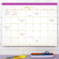Mead® Color Pop 2026-2027 Monthly Desk Pad Calendar, Fuchsia, Standard, 17" x 21 3/4"