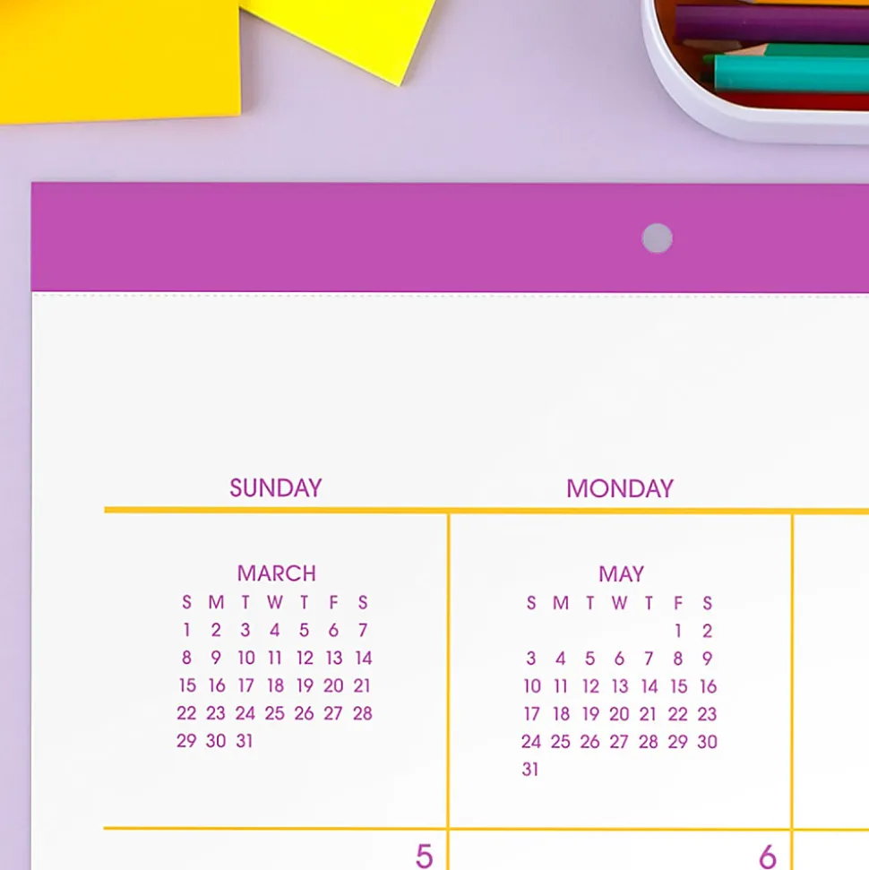 Mead® Color Pop 2026-2027 Monthly Desk Pad Calendar, Fuchsia, Standard, 17" x 21 3/4"