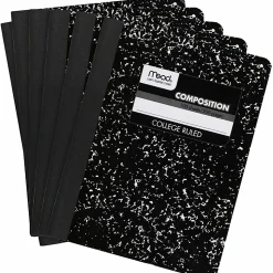 MeadĀ® Composition Books, 7.5" x 9.75", College Ruled, 100 Sheets, Black Marble, Pack Of 12