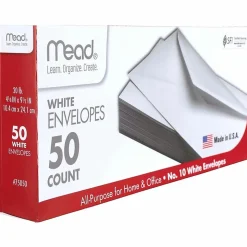 Mead #10 Envelopes, 4 1/8" x 9 1/2", White, 50 Count