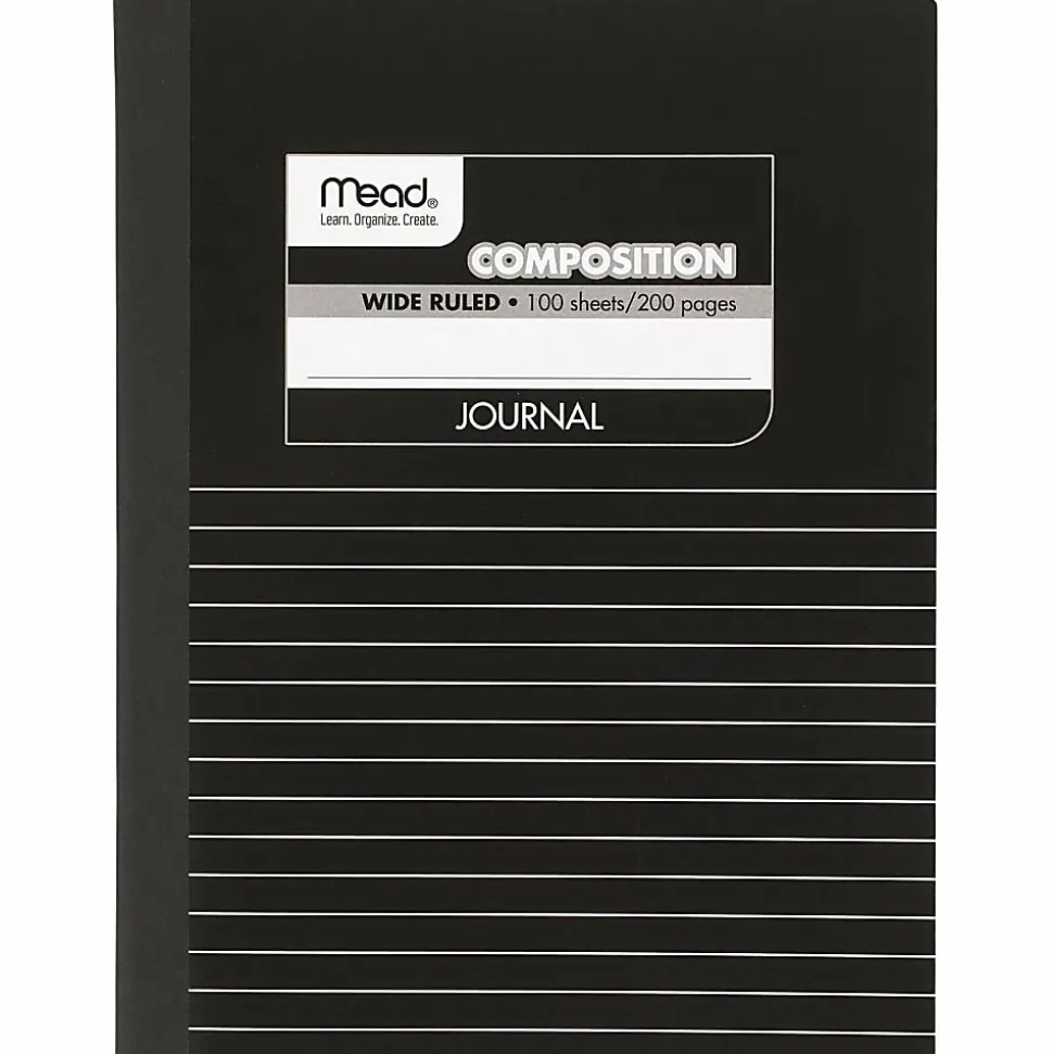 Mead® Journal Composition Book, 7 1/2" x 9 3/4", Wide Ruled, 50 Sheets, Black Marble