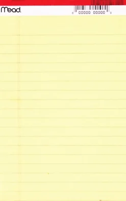 Mead® Legal Pad, Junior Size, 5" x 8", 50 Sheets, Canary