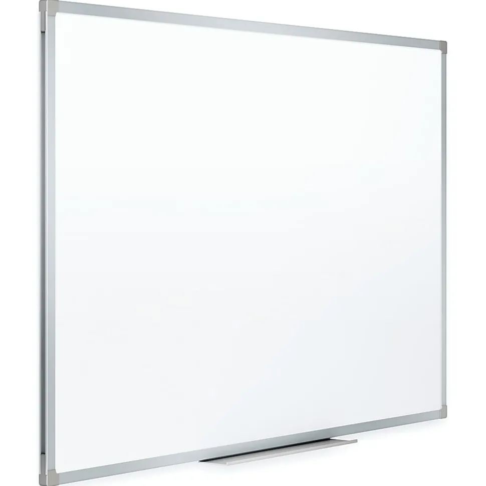 Mead® Melamine Non-Magnetic Dry-Erase Whiteboard With Marker Tray, 72" x 48", Aluminum Frame With Silver Finish