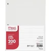 Mead® Notebook Filler Paper, Wide-Ruled, 8" x 10 1/2", 3-Hole Punched, White, Pack Of 200 Sheets
