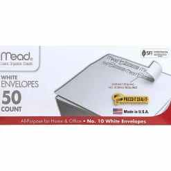 Mead #10 Press-It Seal-It® Envelopes, 4-1/8" x 9-1/2", White, Pack Of 50 Envelopes