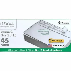 Mead Press-it Seal-it No. 10 Security Envelopes - Security - #10 - 4 1/8" Width x 9 1/2" Length - Peel & Seal - 45 / Box - White