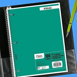Mead® Spiral Notebooks, 1 Subject, College Ruled, 100 Sheets, Assorted, Pack Of 12