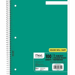 Mead® Spiral Notebooks, 1 Subject, College Ruled, 100 Sheets, Assorted, Pack Of 12