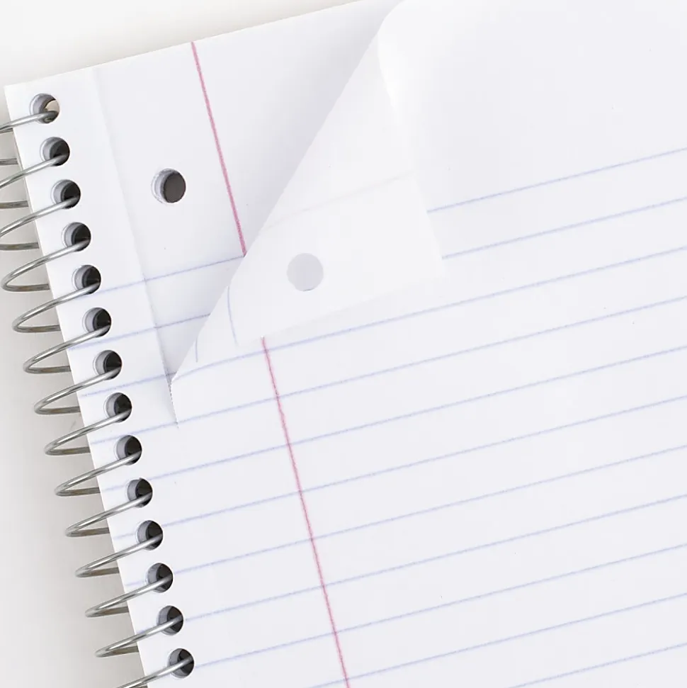 Mead Spiral Notebooks, 7-1/2" x 10-1/2", 1 Subject, Wide Ruled, 70 Sheets, Assorted Colors, Pack Of 6 Notebooks