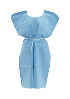 Medline Disposable Tissue/Poly X-Ray Patient Gowns, Blue, 30" x 42", Box Of 50