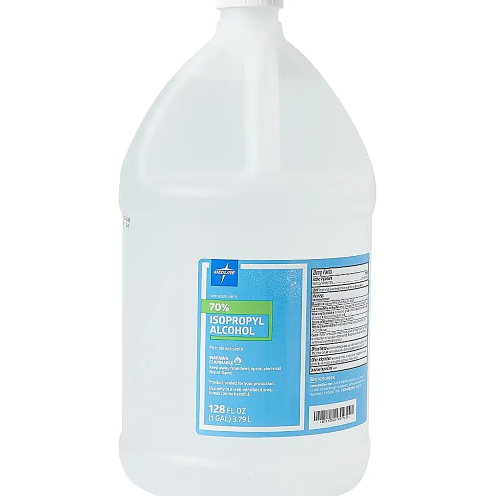 Medline 70% Isopropyl Rubbing Alcohol, 1 Gallon, Carton Of 4 Bottles