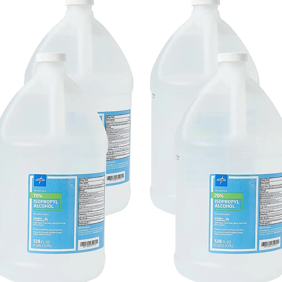 Medline 70% Isopropyl Rubbing Alcohol, 1 Gallon, Carton Of 4 Bottles
