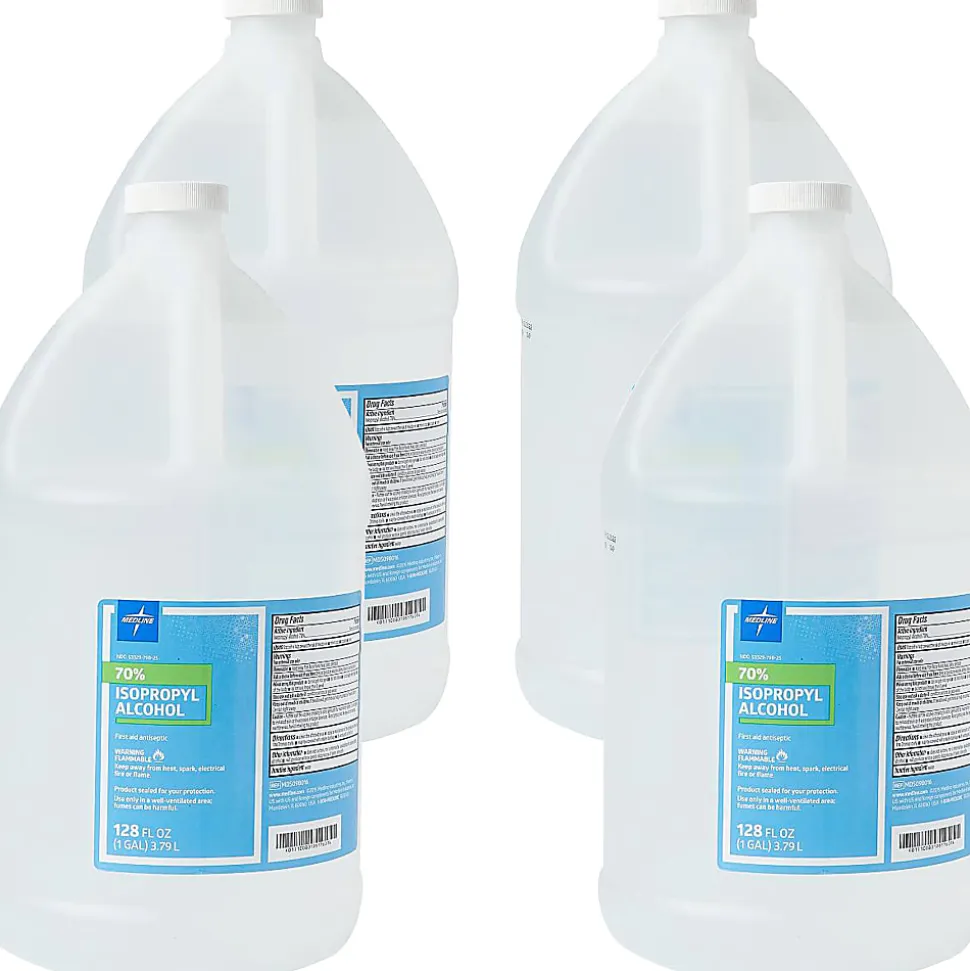 Medline 70% Isopropyl Rubbing Alcohol, 1 Gallon, Carton Of 4 Bottles