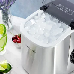 MegaChef Countertop Automatic Nugget Ice Maker With Handle, White