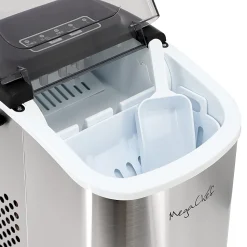 MegaChef Countertop Automatic Nugget Ice Maker With Handle, White