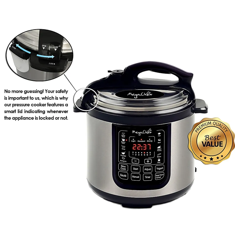 Megachef 8-Quart Digital Pressure Cooker, 15" x 15"