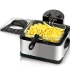 MegaChef 4.23-Quart Stainless Steel Electric Deep Fryer With Timer, 9-1/4”H x 15”W x 15”D, Black
