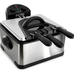 MegaChef 4.23-Quart Stainless Steel Electric Deep Fryer With Timer, 9-1/4”H x 15”W x 15”D, Black