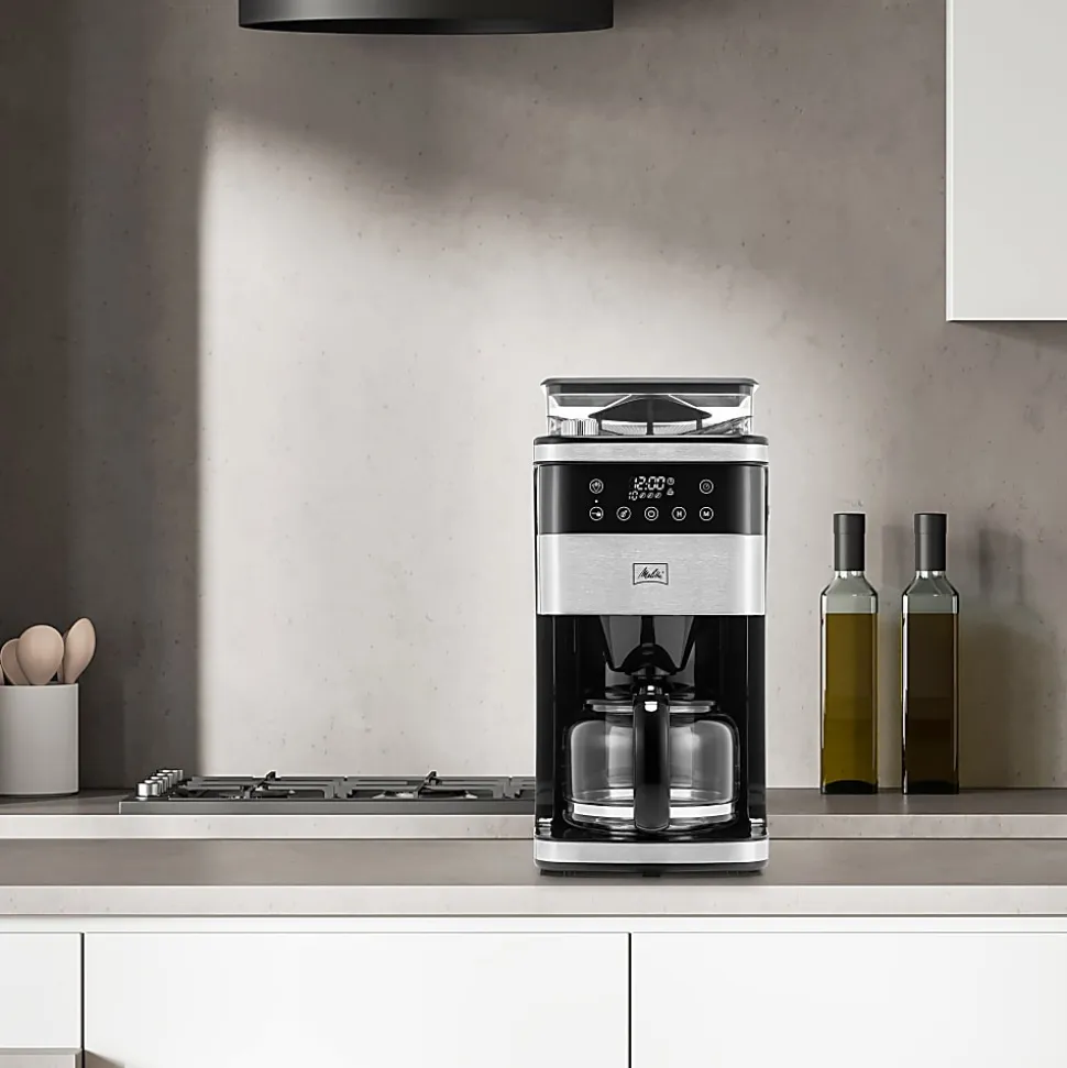 Melitta Aroma Fresh Plus 10-Cup Programmable Coffee Maker With Coffee Grinder, Black